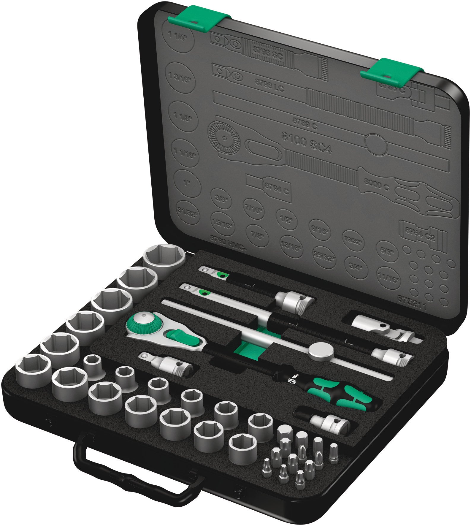 Wera 05003647001 8100Sc4 Socket Set 1/2" Drive Imperial Zyklop 38pc