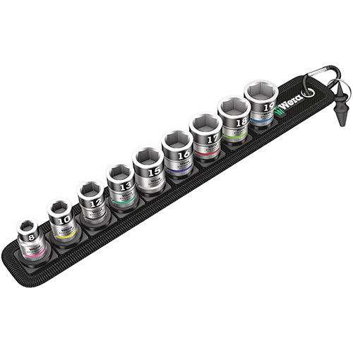 Wera 05003970001 Belt B 1 Bolt Holding Socket Set 3/8" Metric Zyklop 9pc