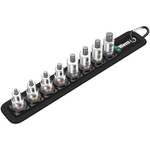 Wera 05003971001 Belt B 2 In-Hex HF Bit-Socket Set 3/8" Metric Zyklop 9pc