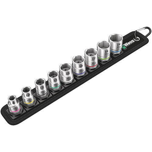 Wera 05003973001 Belt B 4 Socket Set 3/8" Metric Zyklop 9pc