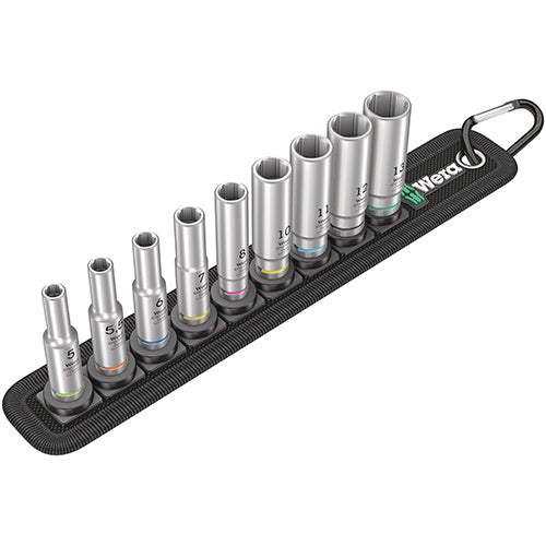 Wera 05004525001 Belt A Deep 1 Socket Set, 1/4" Drive, 9pc