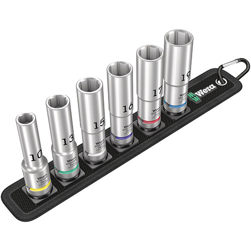 Wera 05004565001 Belt C Deep 1 Socket Set, 1/2" Drive, 6pc