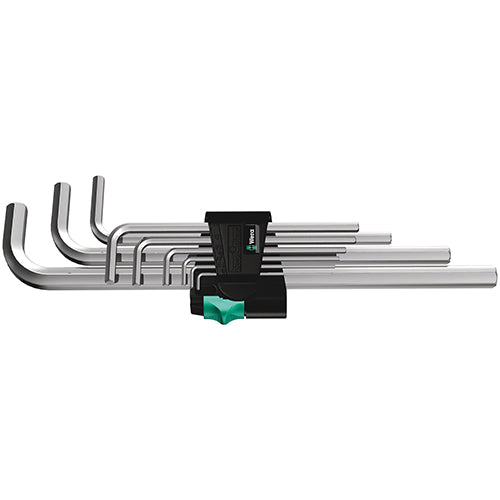 Wera 05021909001 950L/9SMN Hex Key Set 1.5-10 Long Chrome Plated 9pc