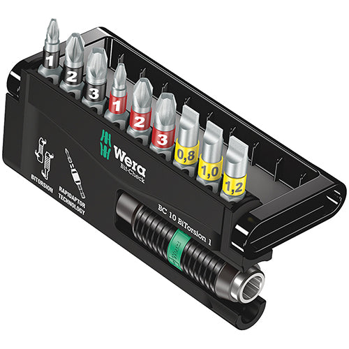 Wera 05056374001 8700/9BTZ Bitcheck Slotted/Phillips/Pozidriv Extra Tough Bitorsion 10pc