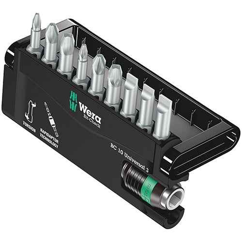 Wera 05056375001 8600/9TZ Bitcheck Slotted/Phillips/Pozidriv Extra Tough Torsion 10pc