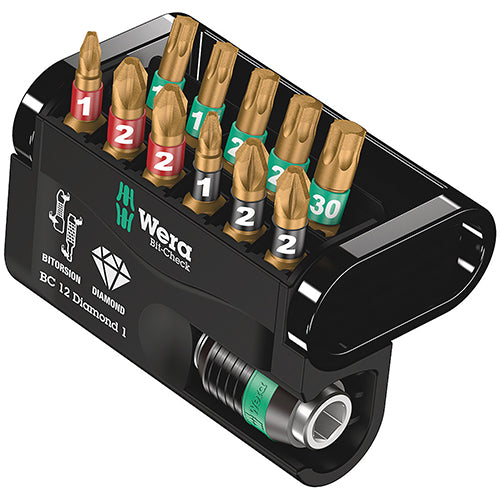 Wera 05057421001 Bitcheck 12 Diamond 1 Pozidriv/Phillips/Torx BDC 12pc