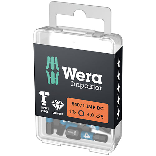 Wera 05057604001 840/1 DC Bit Hex-Plus SW 4/25 Impaktor 10pc