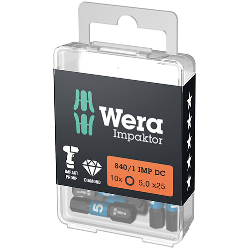 Wera 05057605001 840/1 DC Bit Hex-Plus SW 5/25 Impaktor 10pc