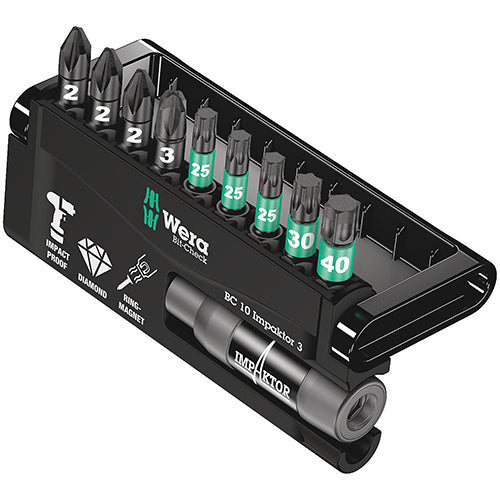 Wera 05057683001 Bitcheck 10 Impaktor 3 Pozidriv/Torx DC 10pc