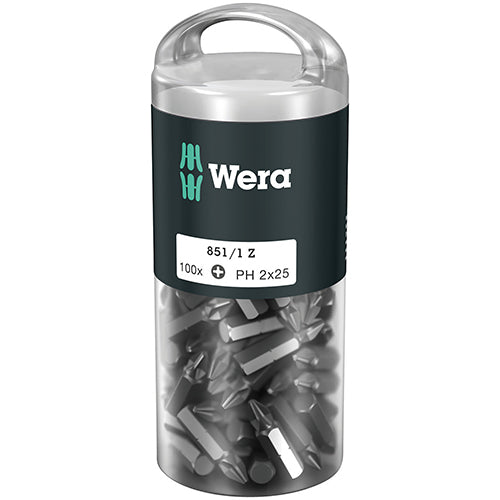 Wera 05072441001 850/1Z Bit Phillips 2/25 Extra Tough 100 Pack