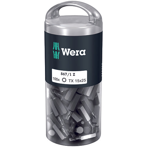 Wera 05072447001 867/1Z Bit Torx 15/25 Extra Tough 100 Pack