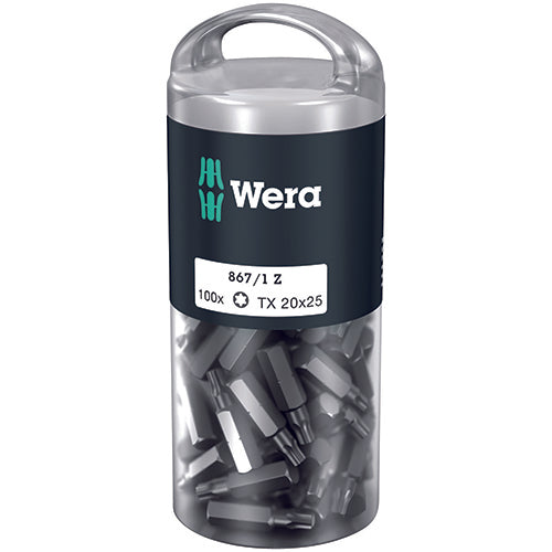 Wera 05072448001 867/1Z Bit Torx 20/25 Extra Tough 100 Pack