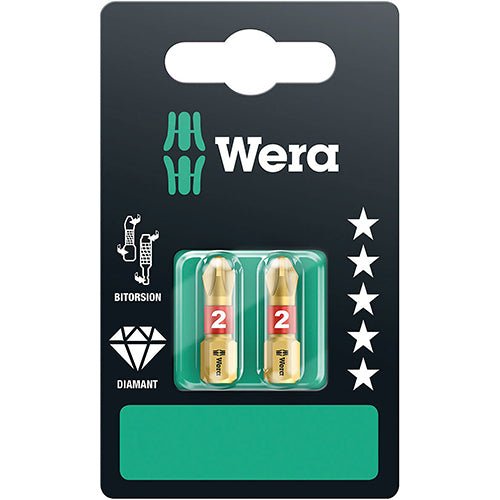 Wera 05073335001 851/1BDC SB Bit Phillips 2/25 Diamond Bitorsion Carded 2 Pack