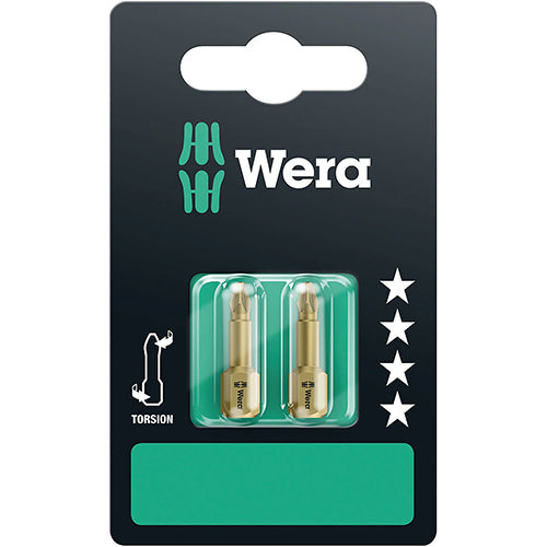 Wera 05073370001 855/1TH SB Bit Pozidriv1/25 Extra Hard Torsion Carded 2 Pack
