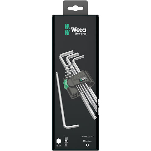 Wera 05073391001 950PKL/9SB Hexkey Set 1.5-10 Ballend Chrome Plated Carded 9pc
