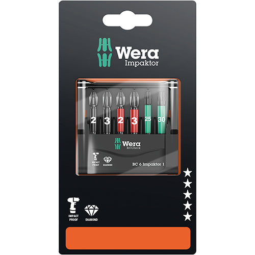 Wera 05073890001 Minicheck Pozidriv/Phillips/Torx Impaktor 6pc Carded