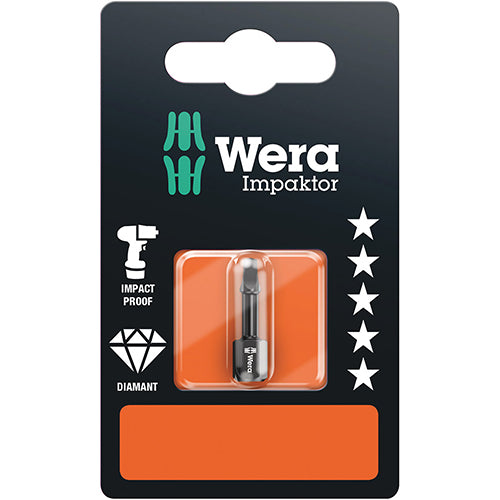 Wera 05073931001 868/1 IMP DC SB Bit Square #2/25 Impaktor Carded