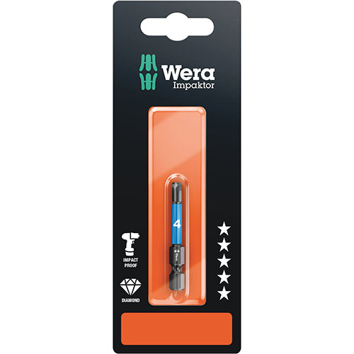 Wera 05073944001 840/4 IMP DC SB Bit Hex-Plus SW 4/50 Impaktor Carded
