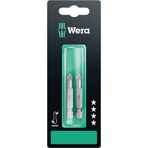 Wera 05134385001 855/4TZ SB Bit Pozidriv 2/50 Extra Hard Torsion Carded 2pc