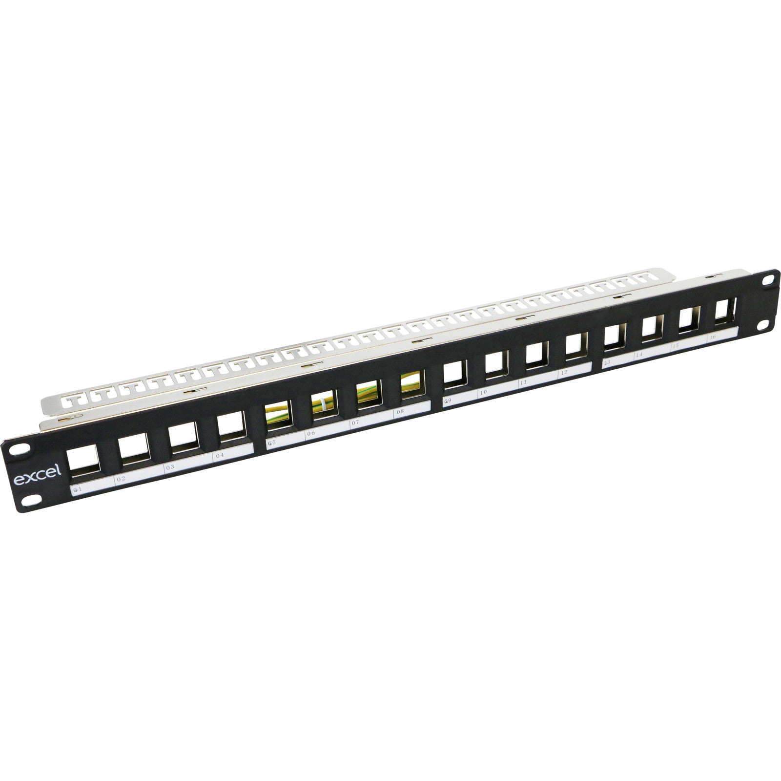Excel Unloaded 16 Port Keystone Patch Panel Frame 1U Black (100-025)