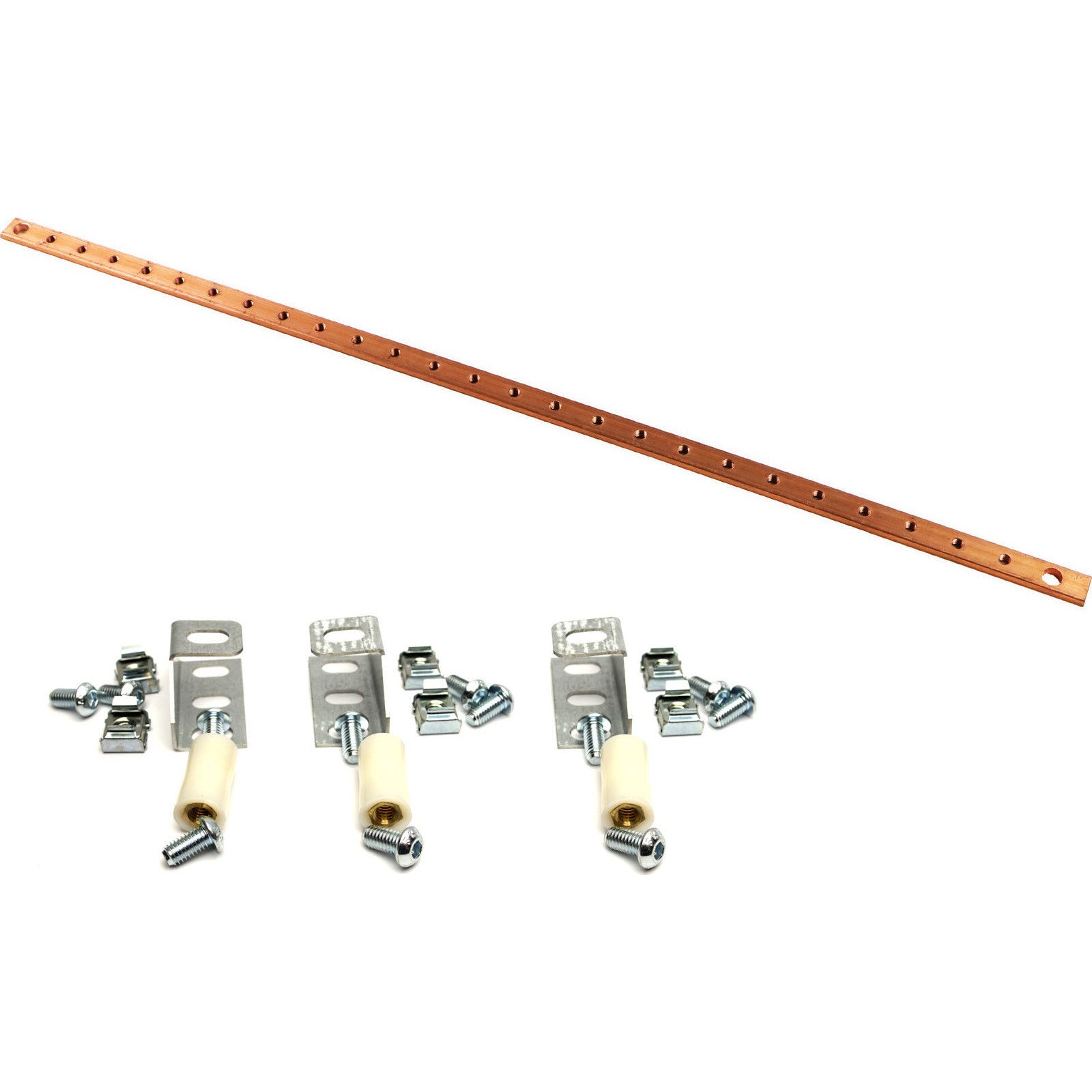 Earth Bar 2m Length with Three Brackets and Isolation Mounts