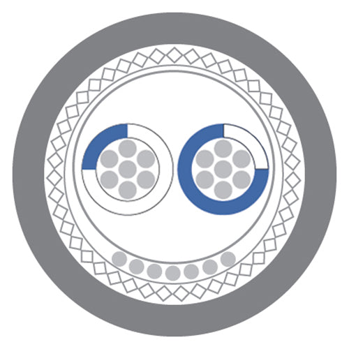 Grey 24AWG 1 Pair LSZH Eca Type 9841 Belden Equivalent Cable 100m