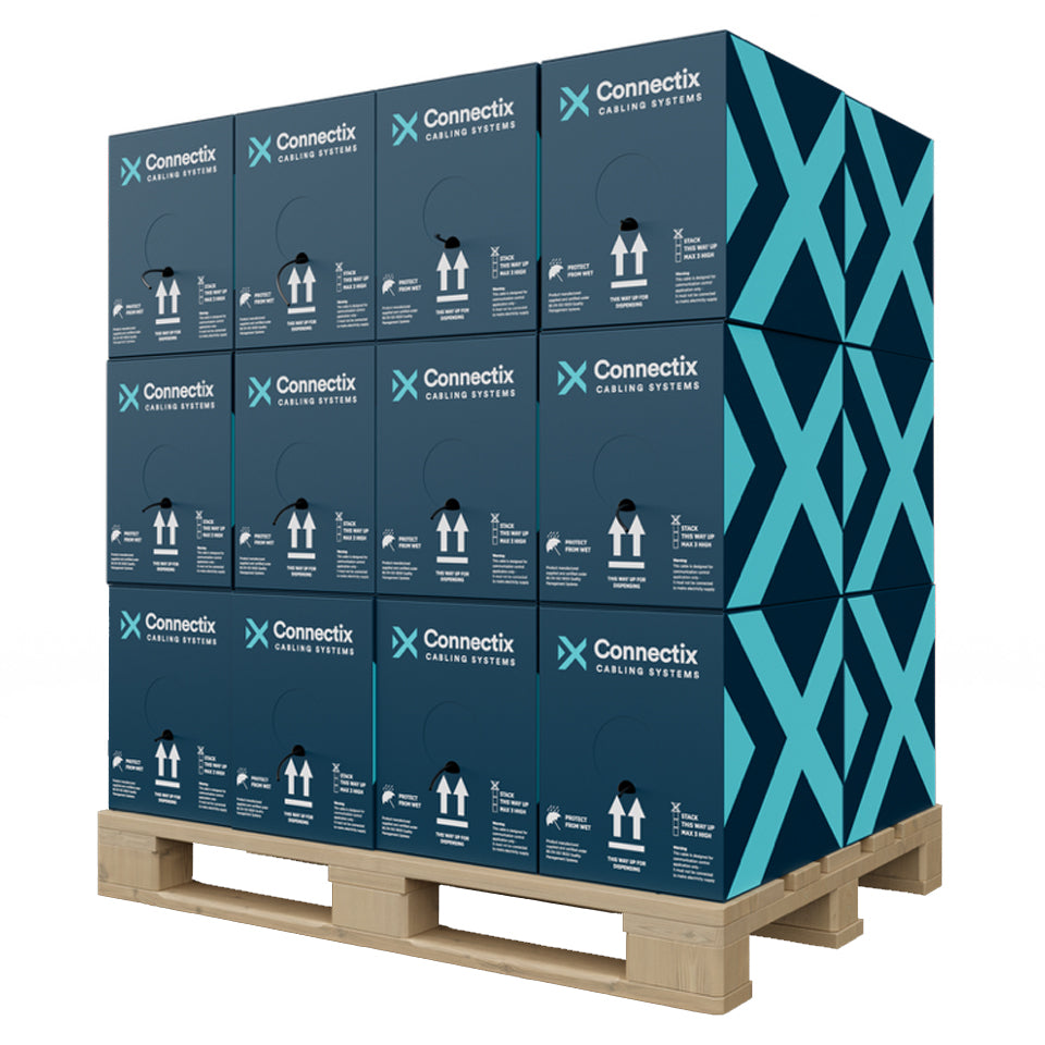24 Box Pallet of Black Connectix Cat6 UTP LDPE Fca Solid External Cable 305m