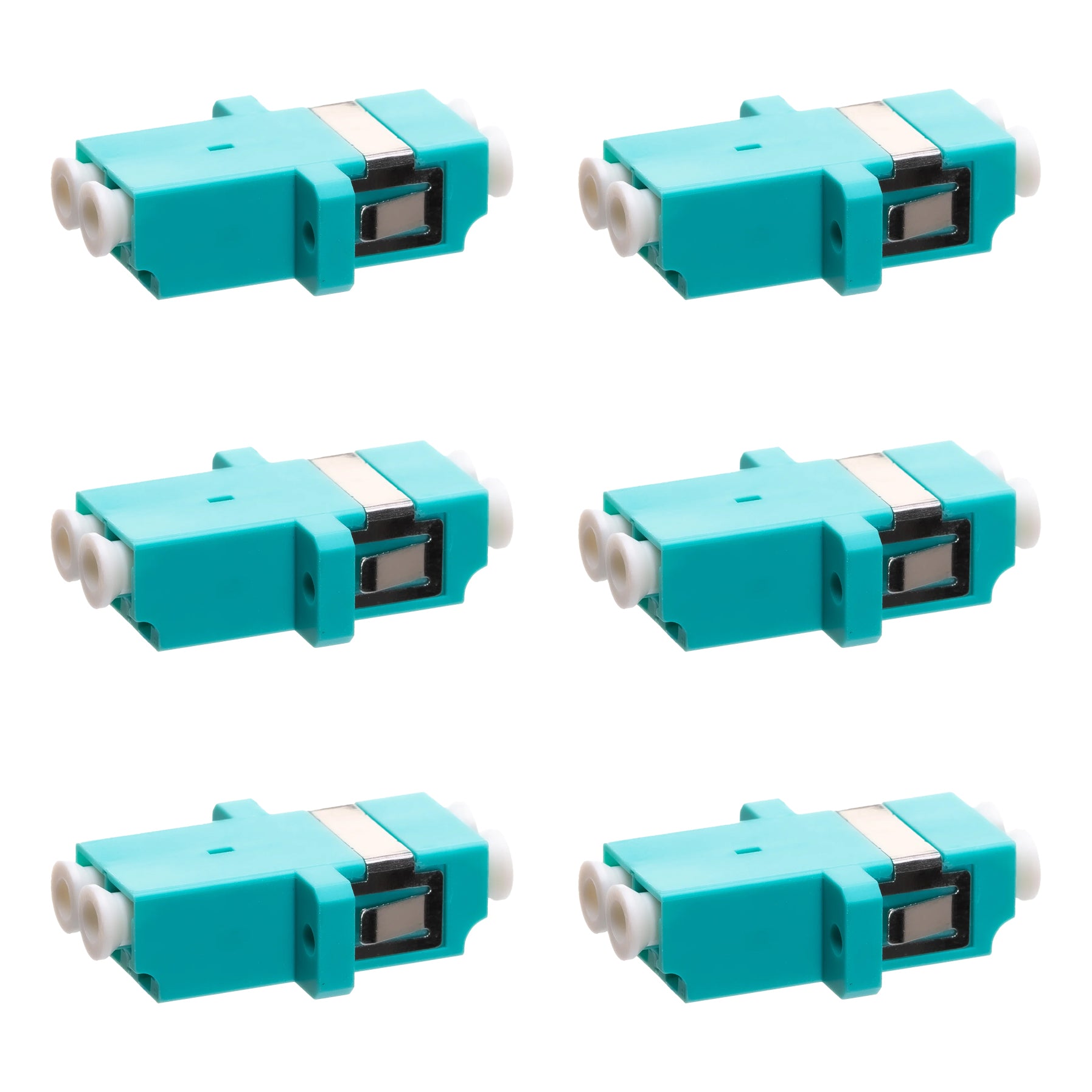 Multimode LC Duplex Adaptor Aqua - Pack of 6