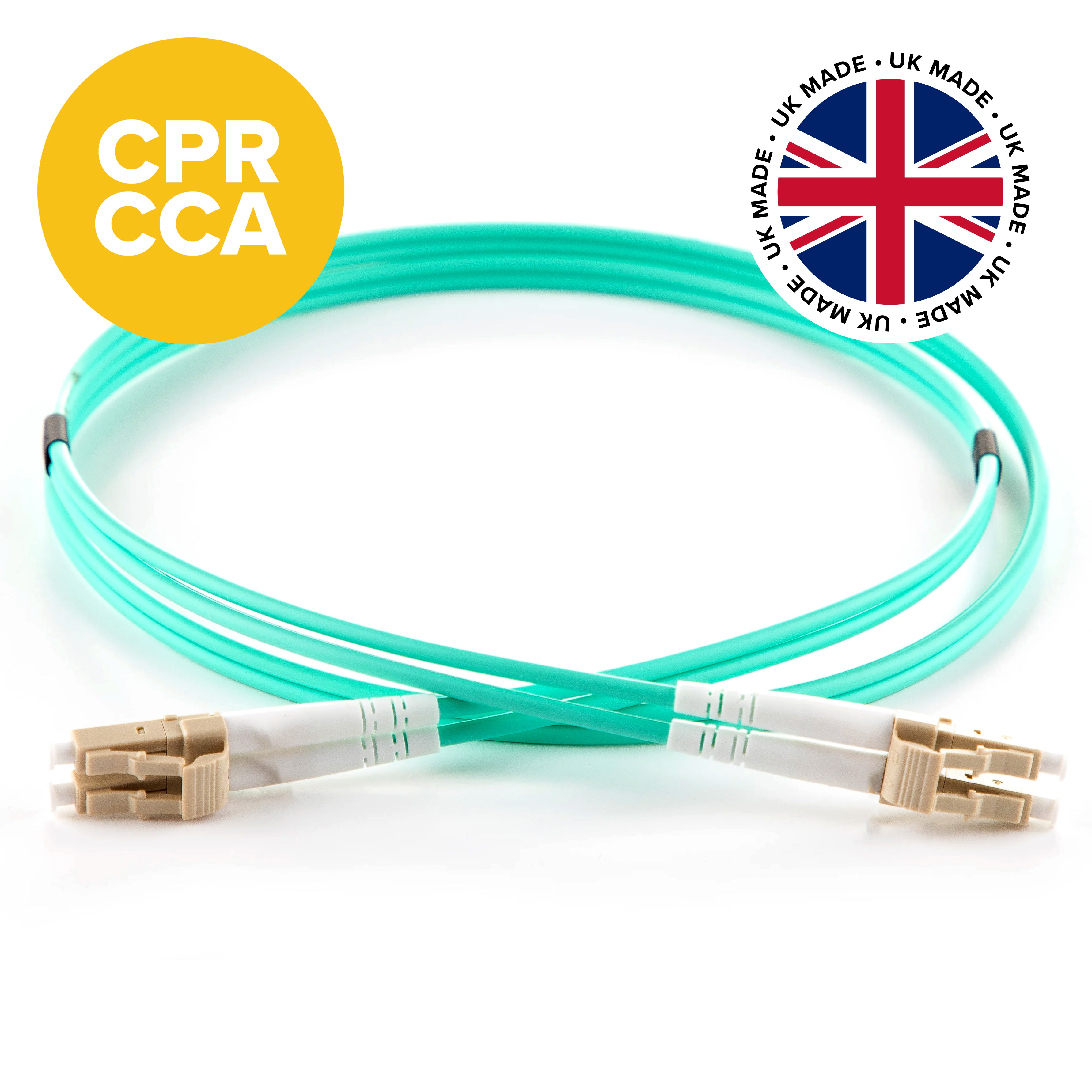 UK Made OM4 Multimode Duplex LC-LC Cca-s1a,d1,a1 3.0mm Fibre Optic Patch Lead