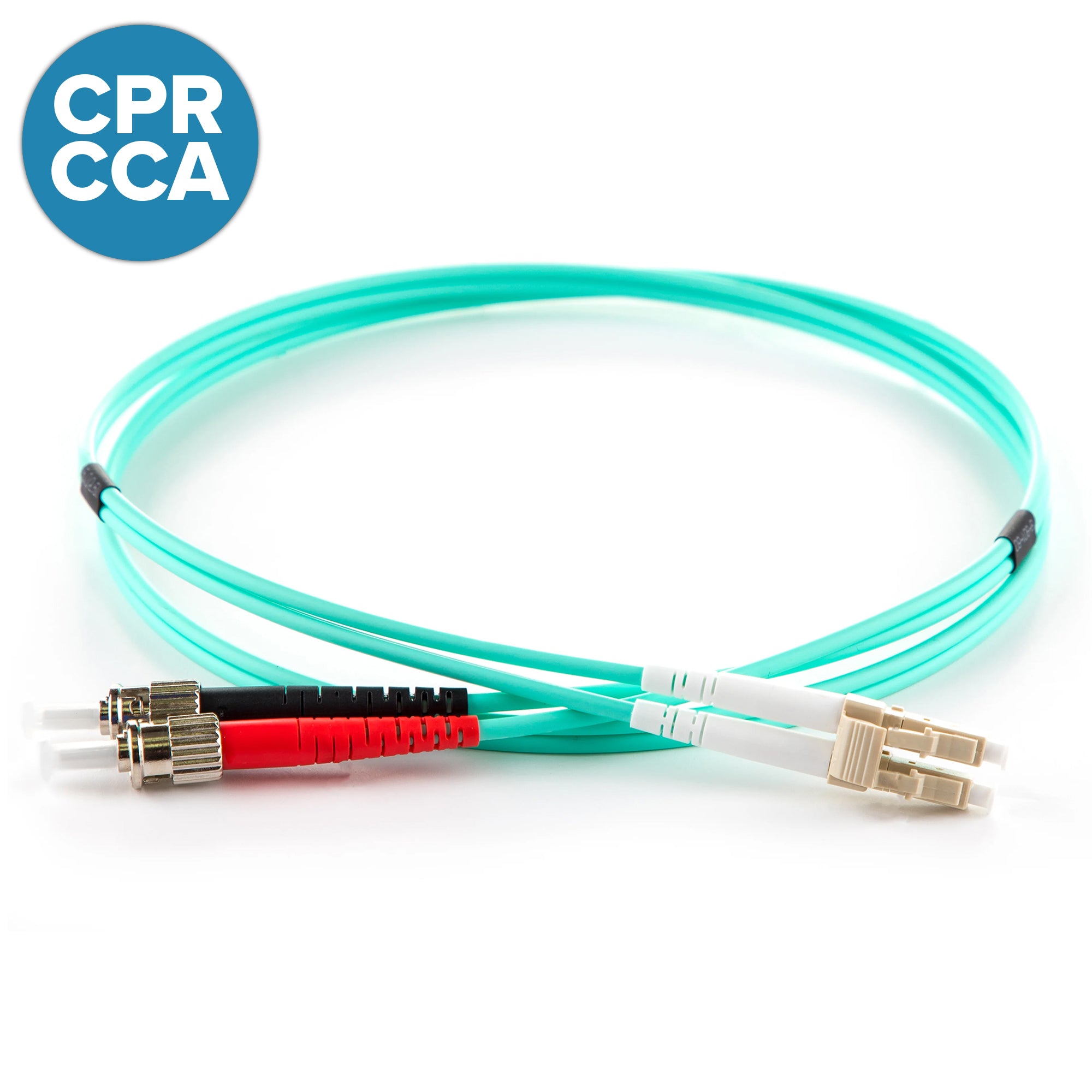 OM3 Multimode Duplex LC-ST Cca-s1b,d0,a1 Fibre Patch Lead Aqua
