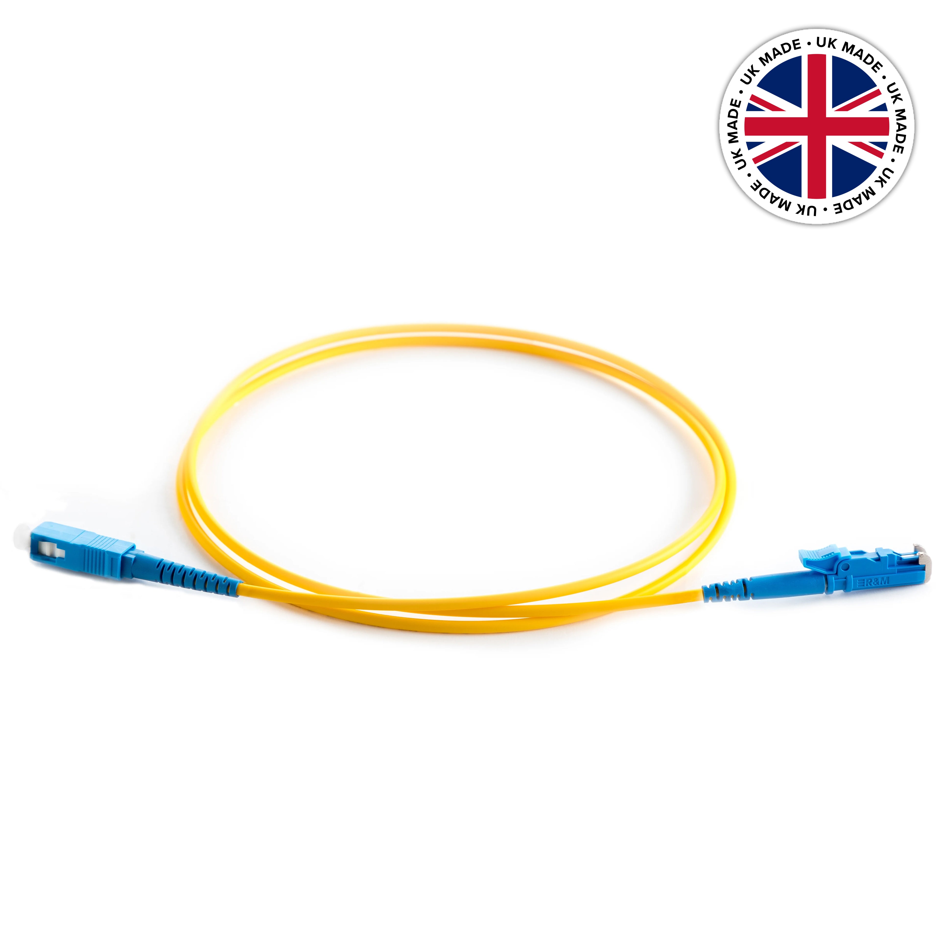 UK Made OS2 9/125 Singlemode Simplex E2000-SC LSZH Fibre Patch Lead