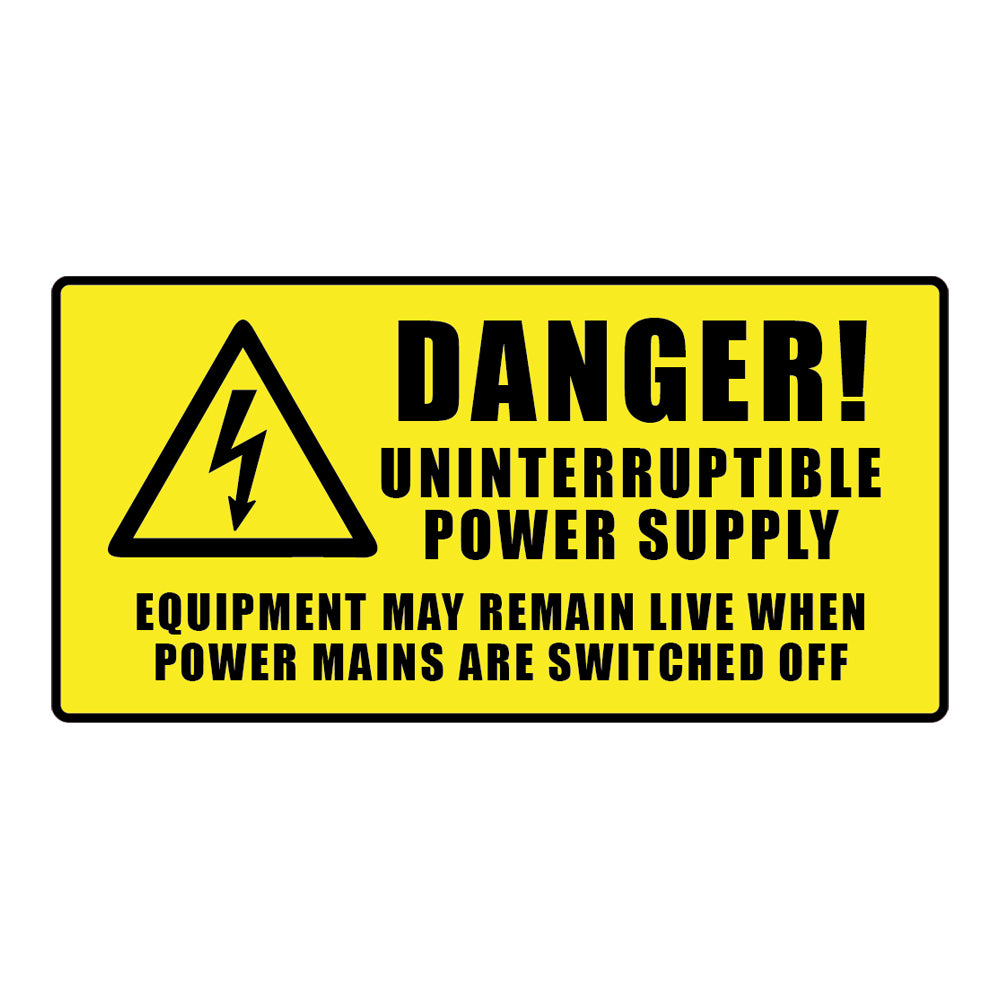 'Danger Uninterruptible Power Supply' Sticker Labels 100x50mm (Pack of 24)