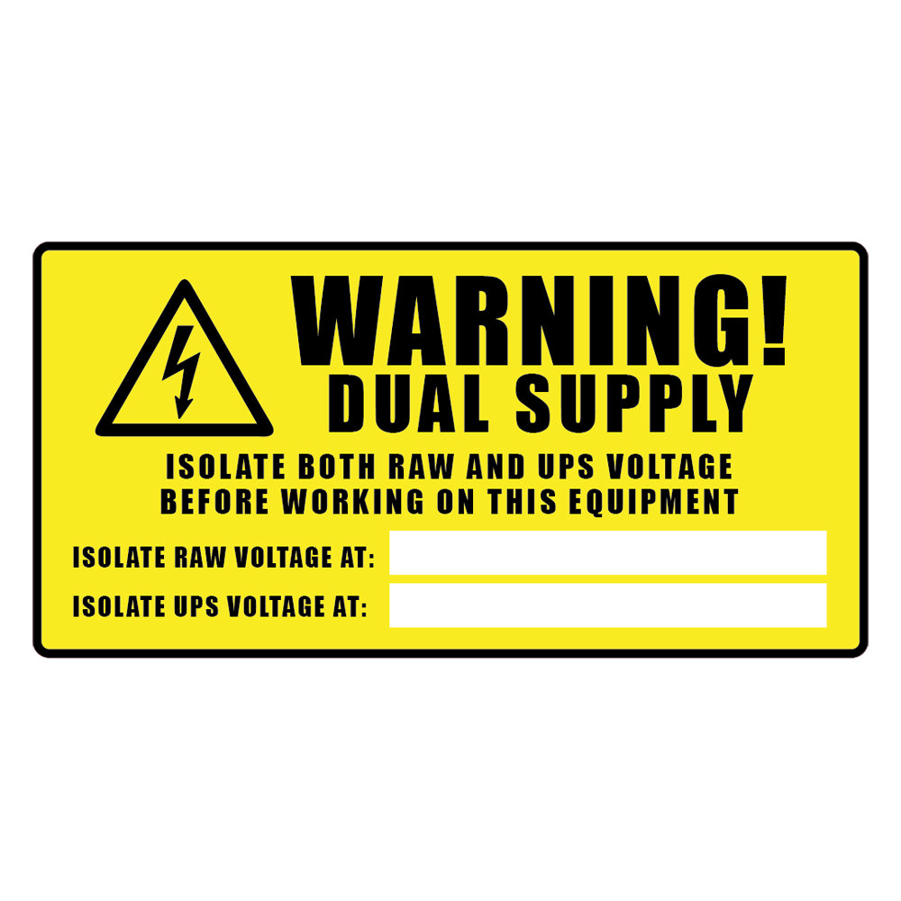 'Warning Dual Supply' Sticker Labels 100x50mm (Pack of 24)