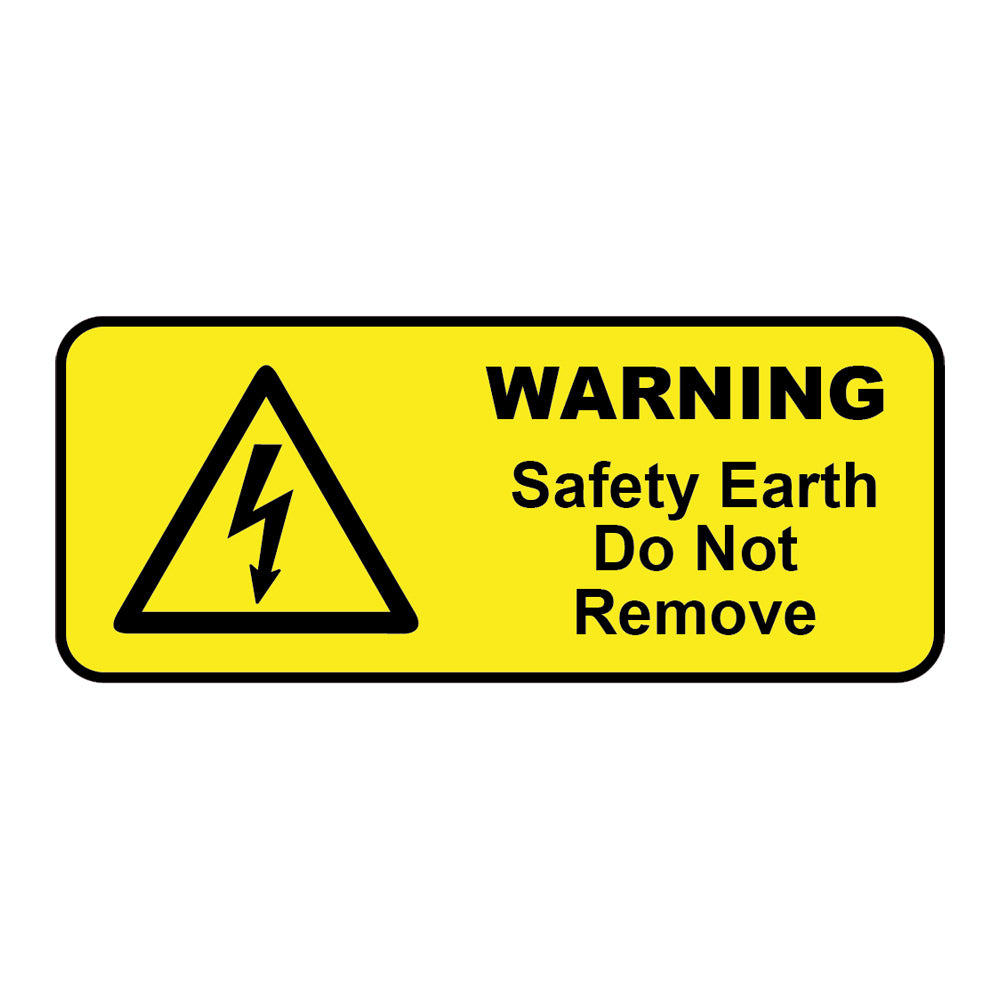 'Warning Safety Earth Do Not Remove' Sticker Labels 60x25mm (Pack of 24)
