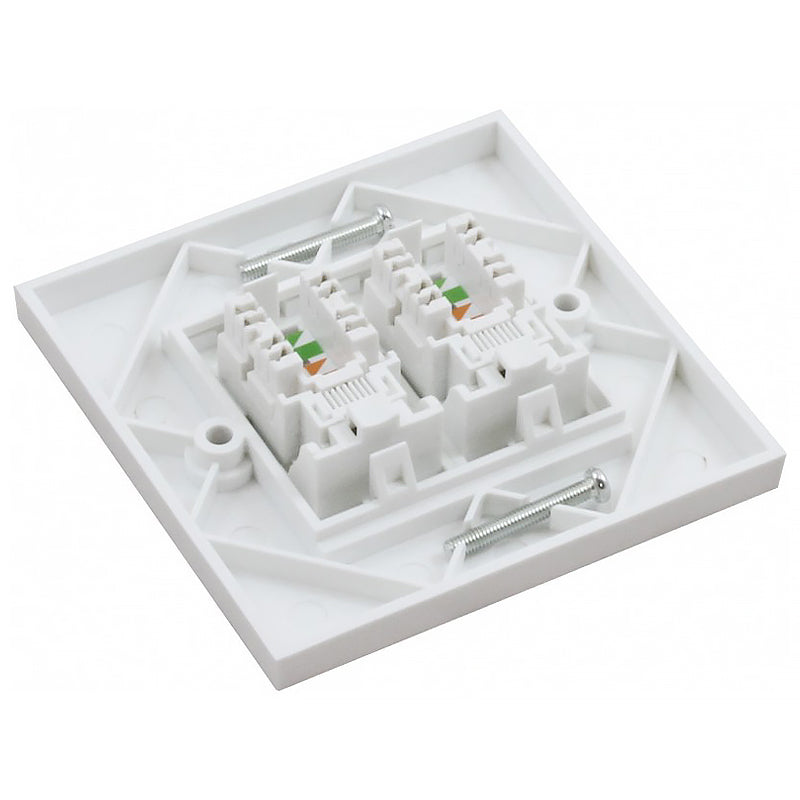 Connectix Cat5e 2 x UTP RJ45 Euro Module With Faceplate White (008-001-005-22)