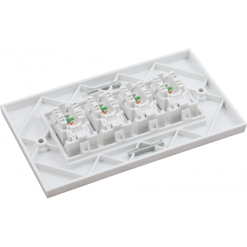 Connectix Cat5e 4 x UTP RJ45 Euro Module With Faceplate White (008-001-005-23)