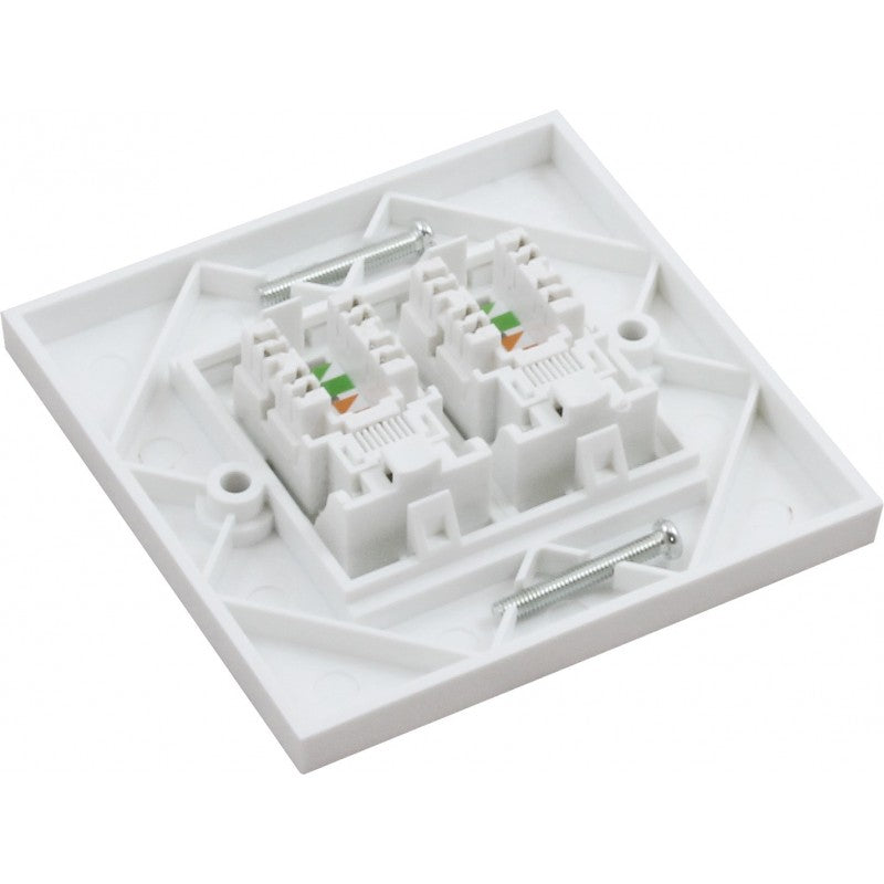 Connectix Cat6 2 x UTP RJ45 Euro Module With Faceplate White (008-001-005-32)