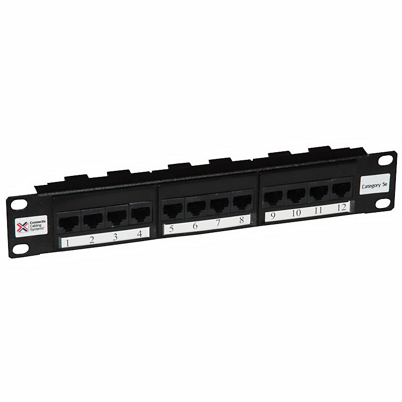 Connectix 12 Way Cat5e UTP Mini Patch Panel 1U Black (009-001-009-10)