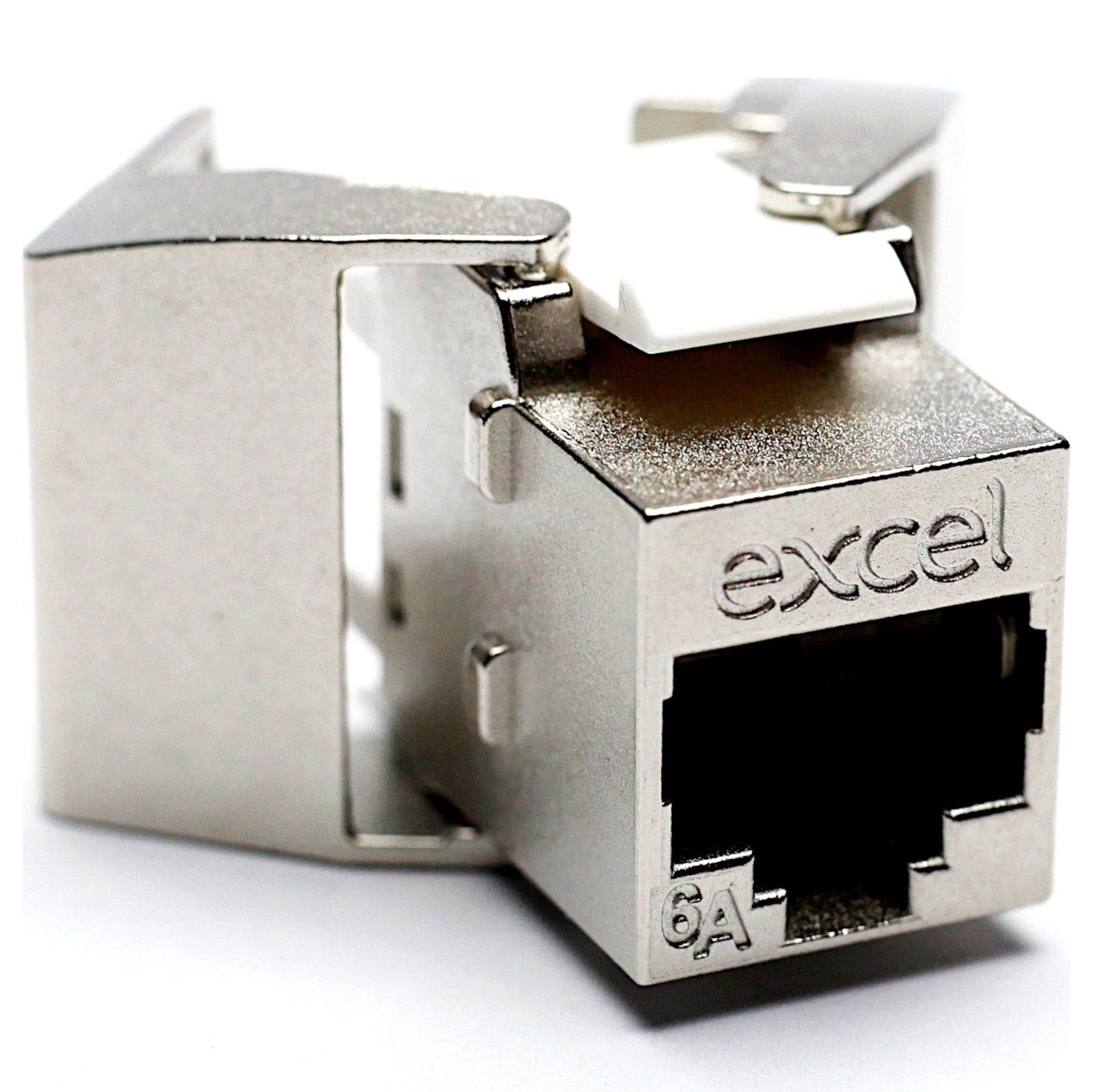 Excel Cat6a Screened Tool-Less Keystone Jack Silver Box of 24 (100-179-24)