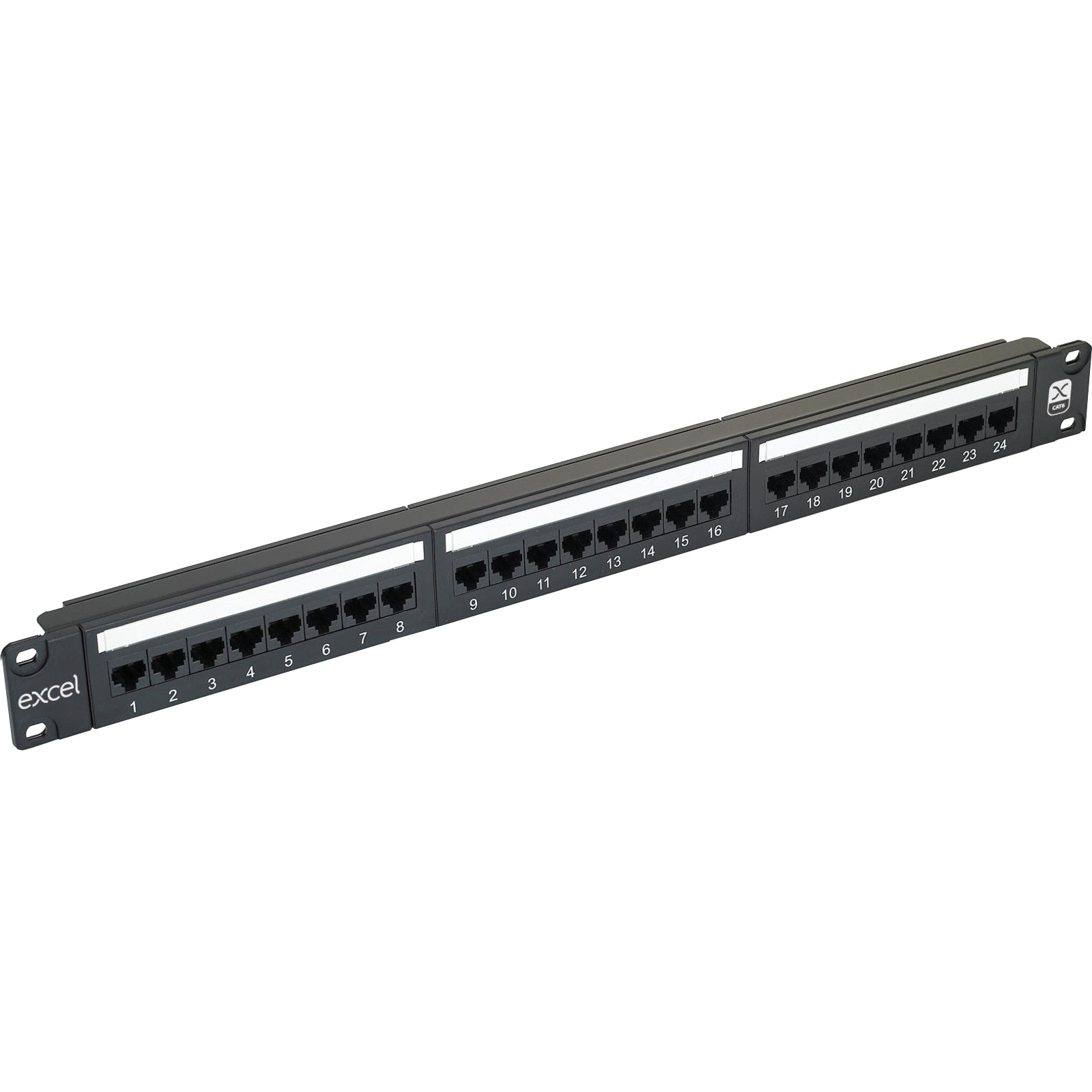 Excel 24 Way Plus Cat6 UTP Patch Panel 1U Black (100-372)
