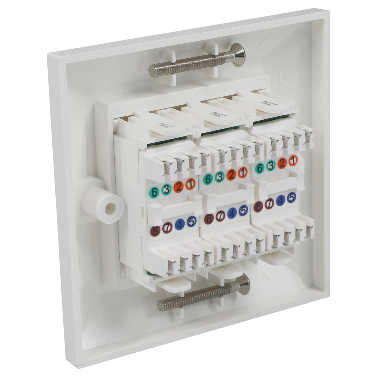 Excel Cat5e UTP Triple RJ45 Euro Module With Bevelled Face Plate White (100-411)