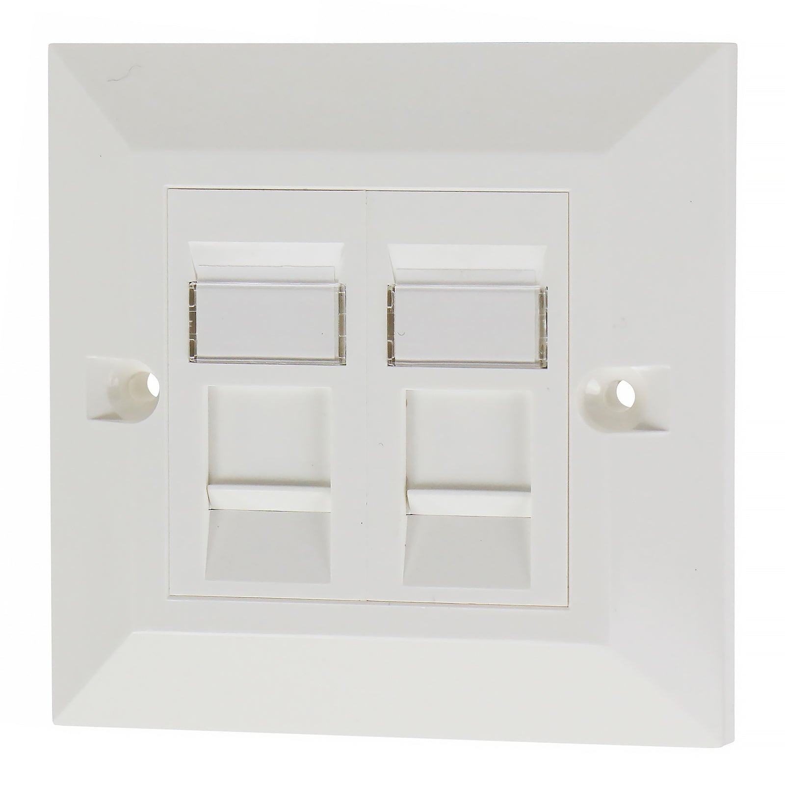 Excel Cat5e (UTP) Unscreened Dual RJ45 Euro Modules With Bevelled Face Plate White (100-704)