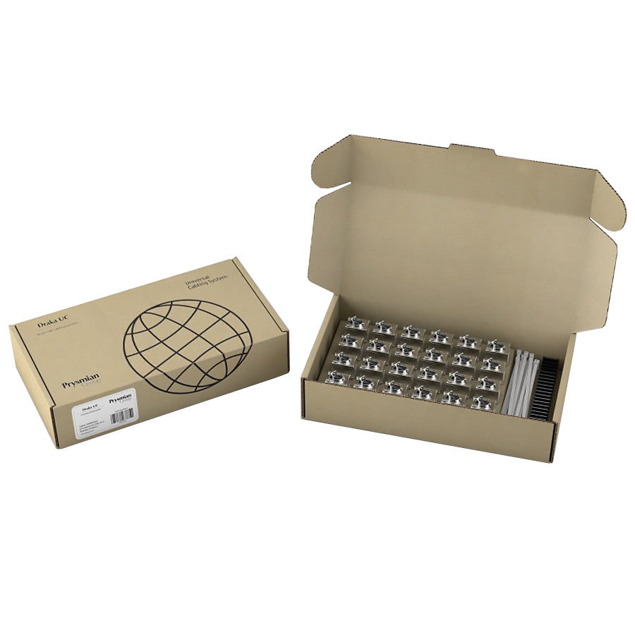 Silver Draka (Prysmian) Cat6a Shielded Tool-Less Keystone Jack 180 Degree (Pack of 24)