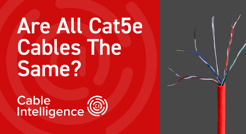 A blog banner showing an orange Cat5e cable with a title in large font with the cable intelligence logo.