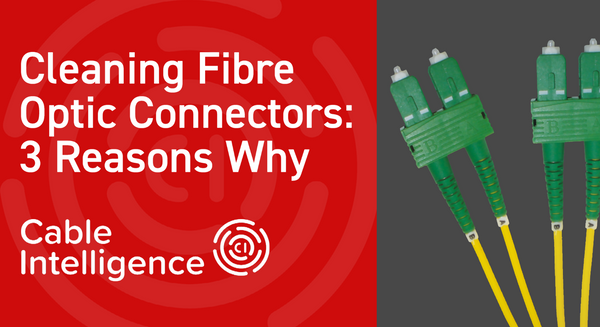 Blog banner image showing a fibre patch lead with title and logo images.