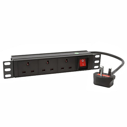 3 Way 10" UK Socket SoHo Rack PDU