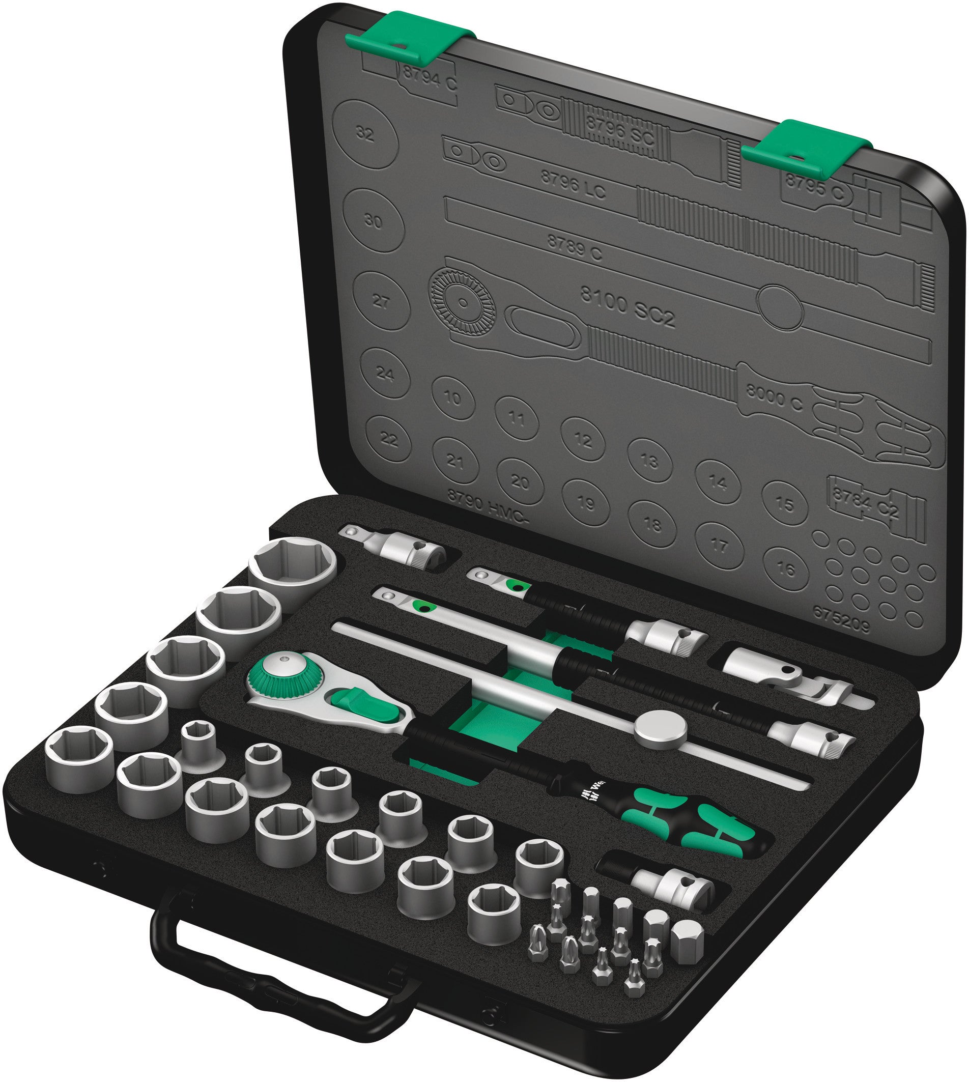Wera 05003645001 8100Sc2 Socket Set 1/2" Drive Metric Zyklop 37pc