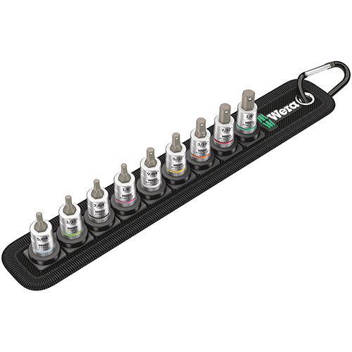 Wera 05003884001 Belt A Imperial 1 In-Hex HF Bit-Socket Set 1/4" Zyklop 9pc