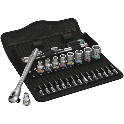 Wera 05004017001 8100SA7 Socket Set 1/4" Drive Metric Zyklop Metal Push