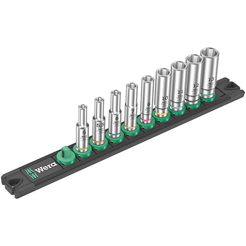 Wera 05005410001 Magnetic Socket Rail A Deep 1 Zyklop 8790 A 1/4" 9pc